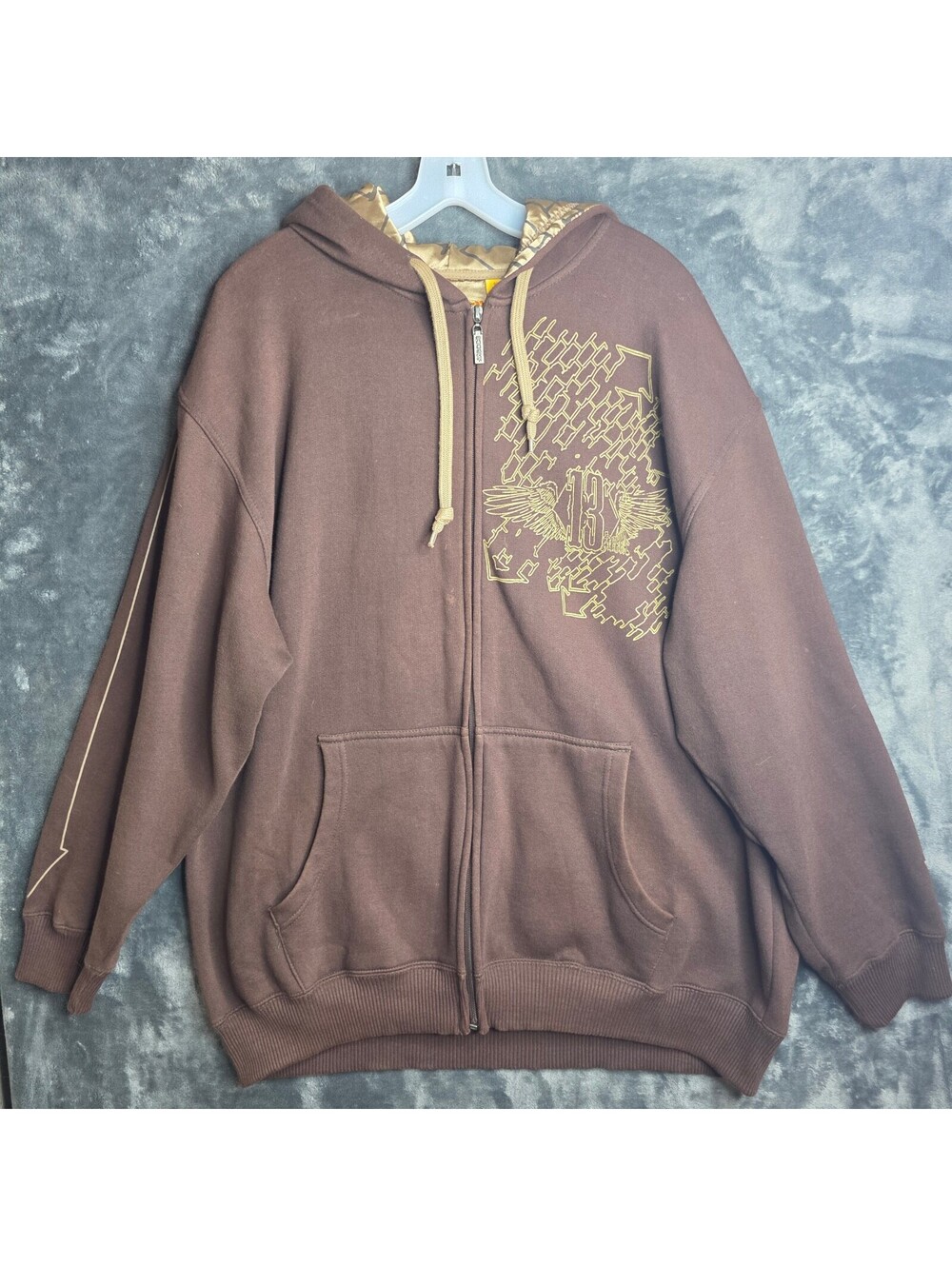 Vintage Mecca Y2K Full Zip Hoodie Brown Mens XXL
